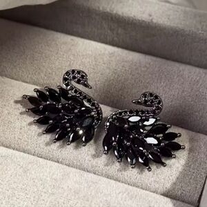 Elegant Black Swan Earrings